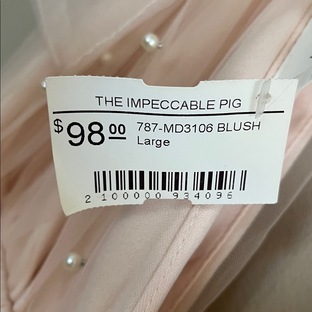 Mable Pearl Stud Swiss Dot Tulle Mini Dress in blush pink size large - Picture 16 of 16